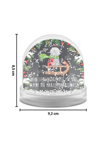 Mr. & Mrs. Panda Weihnachts Schneekugel Smörle Rodeln mit Spruch in Kreidetafel