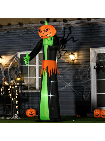 HOMCOM Aufblasbarer Halloween Kürbis-100L x 96T x 270H cm-Schwarz und grün