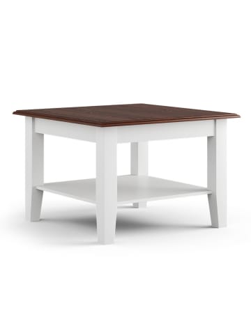 Feldmann-Wohnen Couchtisch Belluno Elegante Kiefer weiß / gebeizt Nussbaum 70 / 70 / 48cm