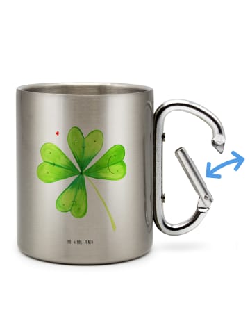 Mr. & Mrs. Panda Thermotasse Blume Kleeblatt ohne Spruch in Silber