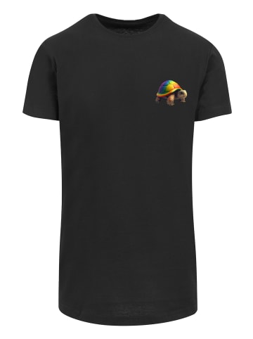 F4NT4STIC Long Cut T-Shirt Rainbow Turtle LONG TEE in schwarz