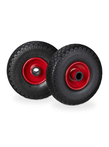 relaxdays 4x Sackkarrenrad in Schwarz/ Rot - 3.00-4