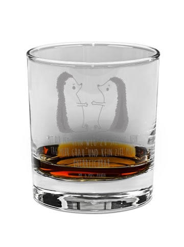 Mr. & Mrs. Panda Whiskey Glas Igel Liebe mit Spruch in Transparent