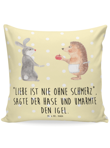 Mr. & Mrs. Panda 40x40 Kissen Hase Igel mit Spruch in Gelb Pastell