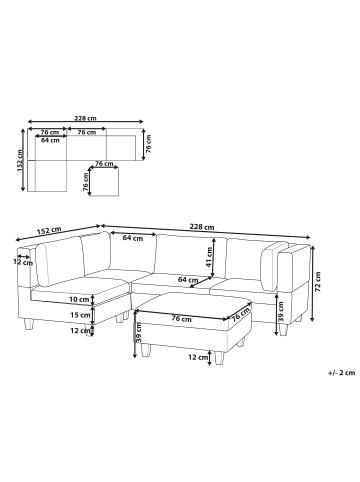 Beliani 5-tlg Ecksofa UNSTAD in Grau