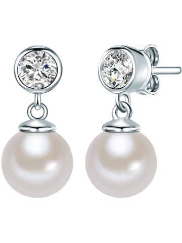 Rafaela Donata Ohrstecker aus Sterling Silber mit Zirkonia und Muschelkernperle in silber
