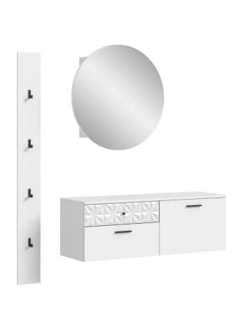 ebuy24 Garderobenmöbel Prisma Weiß 141 x 34 cm