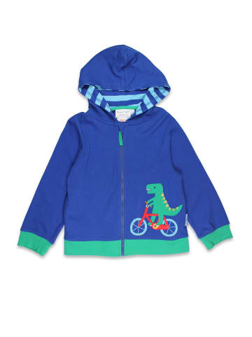Toby Tiger Sweatjacke mit Kapuze und mit Dinosaurier-Applikation in blau