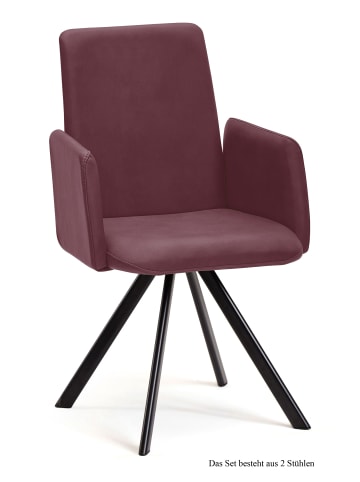 58 aufm Kessel ARMLEHNSTUHL (2er-Set) Daune 52x92x60 Schwarz/Marsala