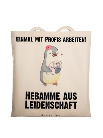 Mr. & Mrs. Panda Tasche Hebamme Leidenschaft mit Spruch in Creme