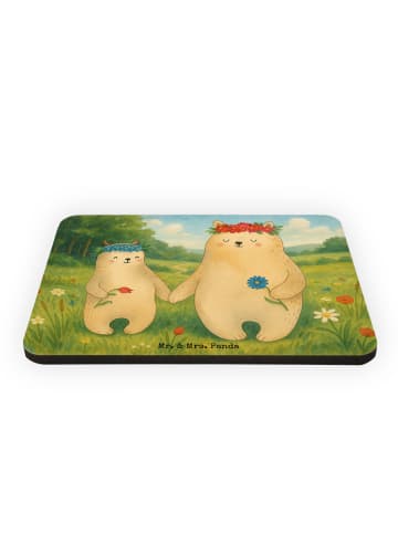 Mr. & Mrs. Panda Magnet Bären mit Blumenkranz Design ohne Spruch in Weiß