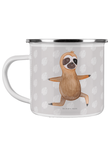 Mr. & Mrs. Panda Becher Faultier Yoga ohne Spruch in Grau Pastell