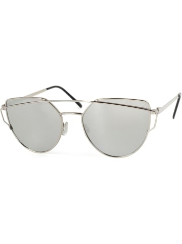 styleBREAKER Cateye Sonnenbrille in Silber / Silber verspiegelt