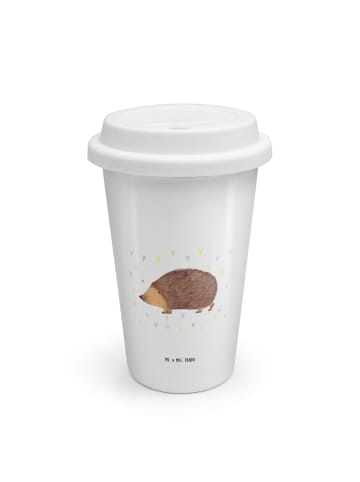 Mr. & Mrs. Panda Kaffeebecher To Go Igel Herzen ohne Spruch in Weiß
