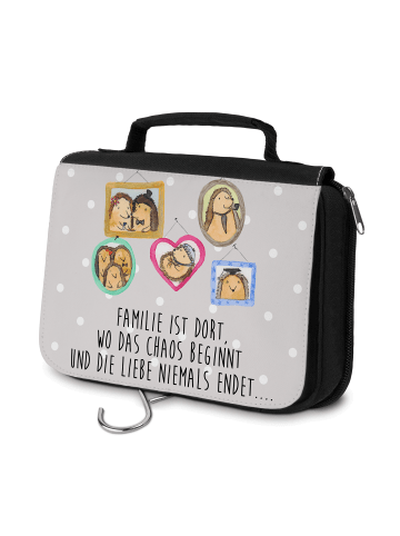 Mr. & Mrs. Panda Kosmetiktasche Igel Familie mit Spruch in Grau Pastell