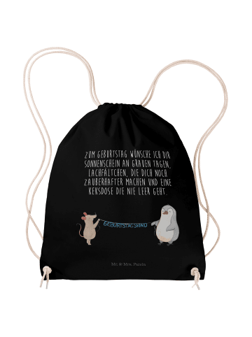 Mr. & Mrs. Panda Jutebeutel Maus Pinguin Geburtstag mit Spruch in Schwarz