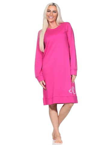 NORMANN Langarm Kuschel Interlock Nachthemd Langarm Herz Optik - 87691 in pink
