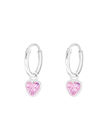 Alexander York Creolen ZIRKONIA mit Herz rosa in 925 Sterling Silber, 2-tlg. in silber