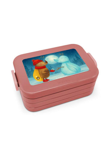 Mr. & Mrs. Panda Brotdose Nachtfalter Schneemann Design ohne Spruch in Rot Pastell
