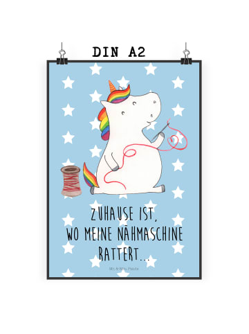 Mr. & Mrs. Panda Print Einhorn Näherin mit Spruch in Blau Pastell
