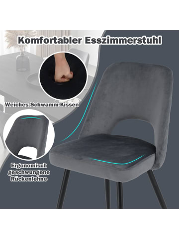 COSTWAY 2er Set Esszimmerstühle in Grau
