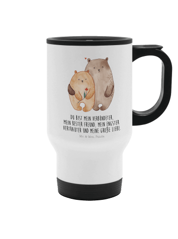 Mr. & Mrs. Panda Reisebecher Bären Liebe mit Spruch in Weiß