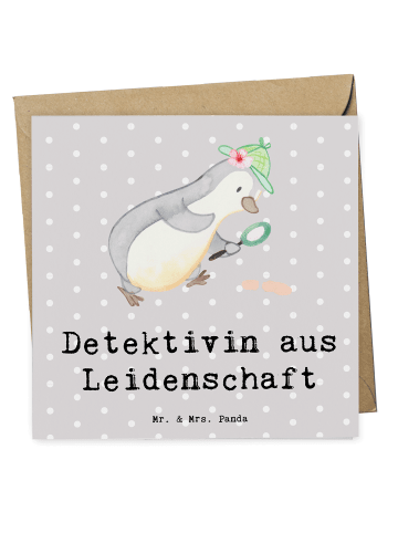 Mr. & Mrs. Panda Deluxe Karte Detektivin Leidenschaft mit Spruch in Grau Pastell