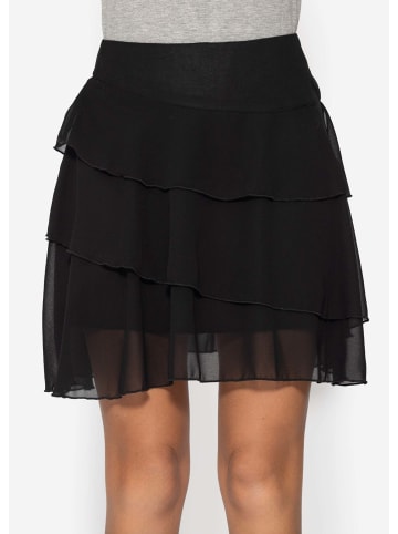 SASSYCLASSY Chiffonrock mit Volants in Schwarz