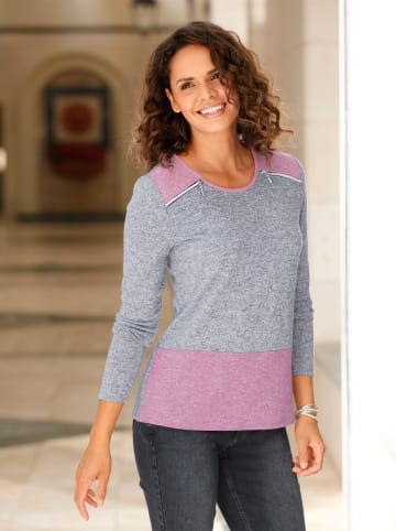 WITT WEIDEN Rundhalsshirt in grau-malve-gemustert