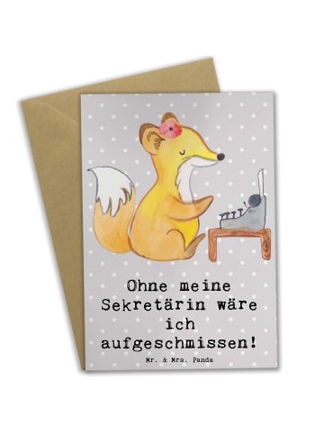 Mr. & Mrs. Panda Klappkarte Sekretärin Helfer mit Spruch in Grau Pastell