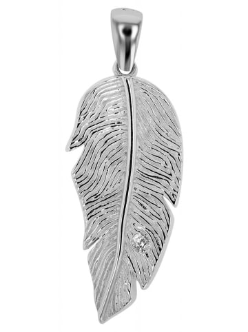 Adeliás Damen Anhänger Feder aus 925 Silber mit Zirkonia in silber