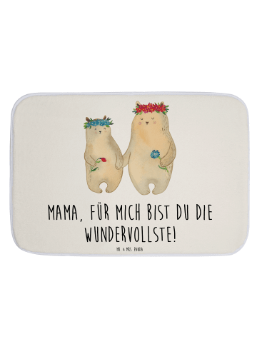 Mr. & Mrs. Panda Badematte Bären mit Blumenkranz mit Spruch in Weiß