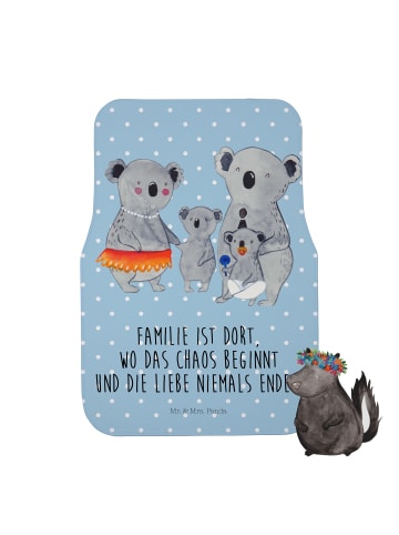 Mr. & Mrs. Panda Auto-Fußmatte Koala Familie mit Spruch in Blau Pastell