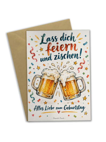 Mr. & Mrs. Panda Geburtstagskarte Bierkrüge fröhlich Design mit ... in Weiß