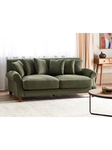 Beliani 2-Sitzer Sofa EIKE in Grün/Dunkler Holzfarbton - (W) 186 x (H) 82 x (L) 102 cm
