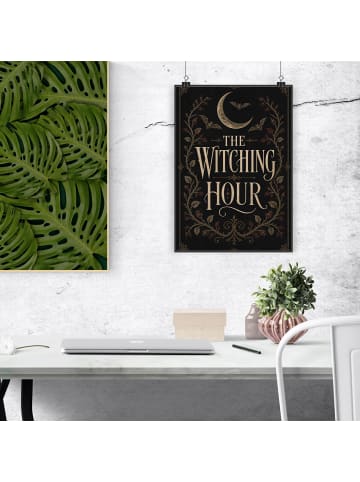 Wandbild Mond Fledermäuse Design mit Spruch in Weiß