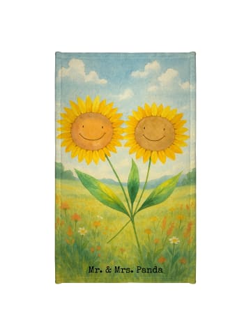 Mr. & Mrs. Panda Handtuch Blume Sonnenblume Design ohne Spruch in Weiß