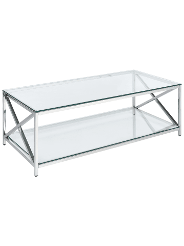 Beliani Couchtisch AUDET in Silber/Transparent - (W) 120 x (H) 40 x (L) 60 cm