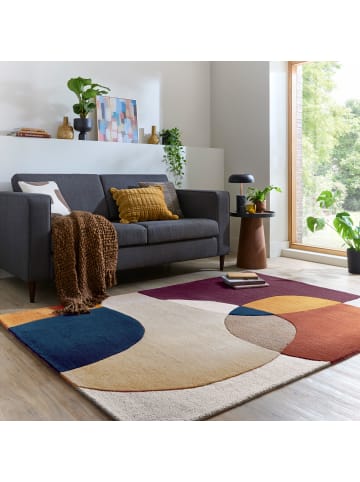 KADIMA DESIGN Eleganter Wohnzimmer-Teppich aus 100% Wolle in Lila-Terrakotta