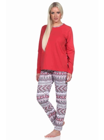 NORMANN langarm Schlafanzug PyjamaEthnolook - 77326 in rot