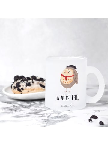 Mr. & Mrs. Panda tasse glas Eule Frankreich mit Spruch in Transparent