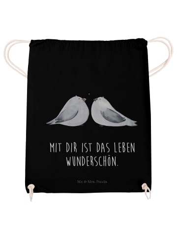 Mr. & Mrs. Panda Turnbeutel Turteltauben Liebe mit Spruch in Schwarz