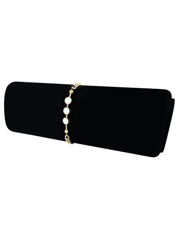 Adeliás Damen Armband – Panzerarmband aus Edelstahl mit Perlmutt 16,5 cm in gold