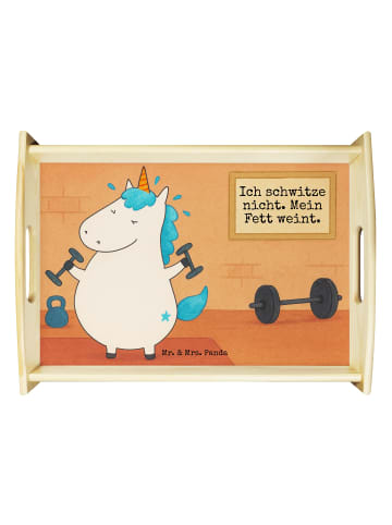 Mr. & Mrs. Panda Dekotablett Einhorn Fitness Design mit Spruch in Weiß
