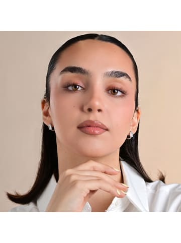 Adeliás Damen Ohrringe – Klappcreole aus 925 Silber mit Zirkonia in silber
