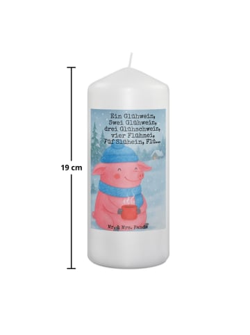 Mr. & Mrs. Panda Kerze Schweinchen Glühwein Design mit Spruch in Weiß