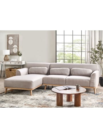 Beliani Ecksofa SIMOS in Grau/Braun - (W) 264 x (H) 80 x (L) 82 cm rechtsseitig