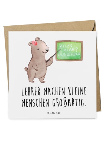 Mr. & Mrs. Panda Deluxe Karte Lehrer Großartig mit Spruch in Weiß