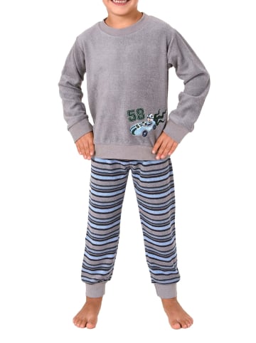 NORMANN Kinder Frottee Pyjama langarm Bündchen - 50776 in grau