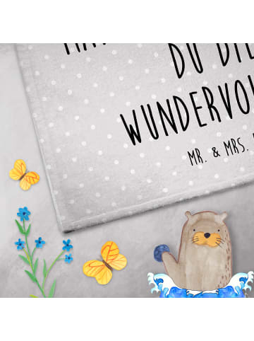 Mr. & Mrs. Panda Gästehandtücher Bären mit Blumenkranz mit Spruch in Grau Pastell